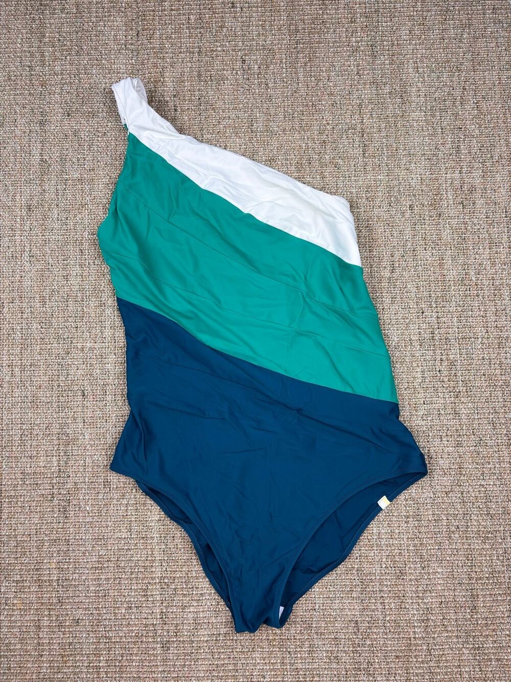 🌊 Summersalt One Shoulder Color Block One-Piece Swimsuit | Size 14 | Teal Navy